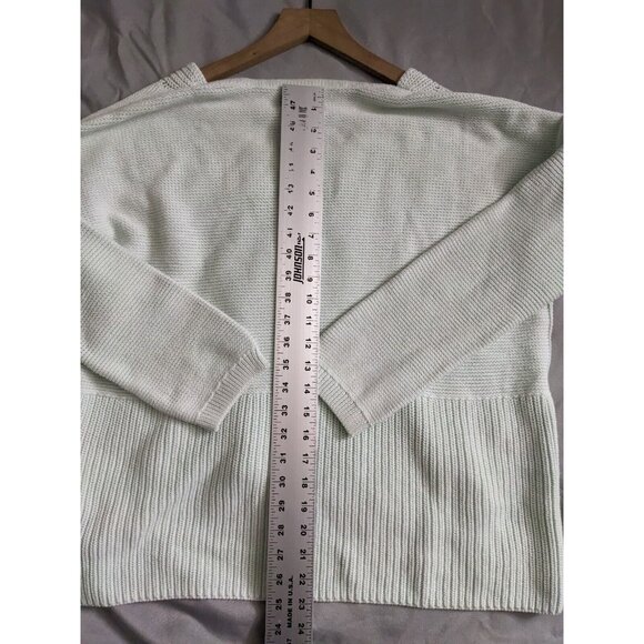 Lord & Taylor Sweater Green Ribbed Neck 100% Cotton Womens Size L - Picture 5 of 7